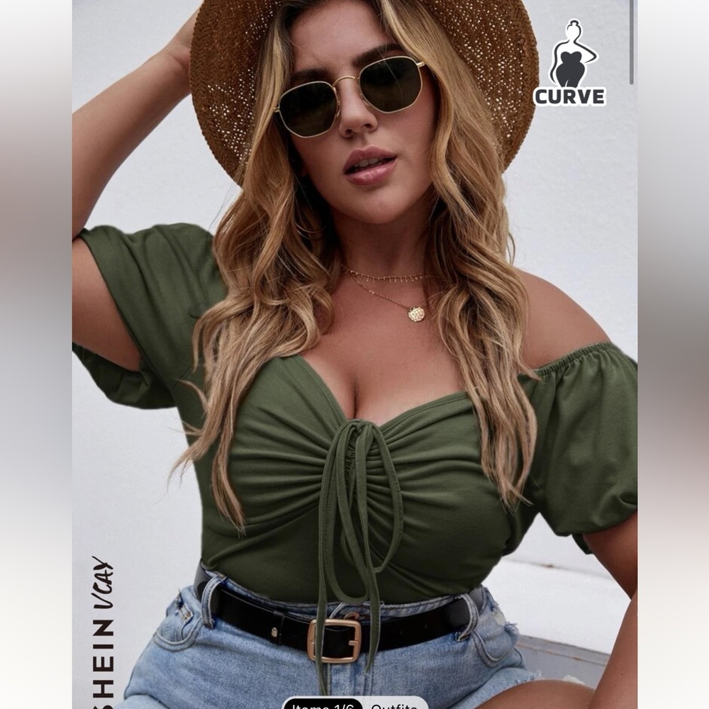*LAST CHANCE! Donating 4/7* Off Shoulder Drawstring Shirt